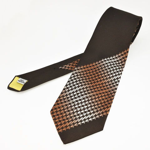 1970s Disco Era Wide Brown 100% Polyester Necktie Houndstooth design tie by Rothschild's