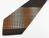 1970s Disco Era Wide Brown 100% Polyester Necktie Houndstooth design tie by Rothschild's
