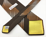1970s Disco Era Wide Brown 100% Polyester Necktie Houndstooth design tie by Rothschild's