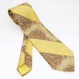 1970s Wide Alligator Tie Men's Vintage Disco Era Yellow Gold Polyester Necktie with Crocodile Skin Pattern Wemlon by Wembley