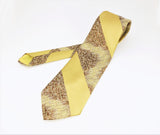1970s Wide Alligator Tie Men's Vintage Disco Era Yellow Gold Polyester Necktie with Crocodile Skin Pattern Wemlon by Wembley