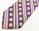 1970s Oleg Cassini Tie Men's Vintage Wide Purple & Lavender Woven Polyester Disco Era Necktie by Oleg Cassini