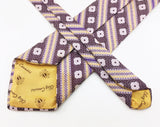 1970s Oleg Cassini Tie Men's Vintage Wide Purple & Lavender Woven Polyester Disco Era Necktie by Oleg Cassini
