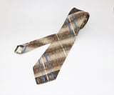 1970s Abstract Plaid Brown & Tan Tie Disco Era Men's Vintage 100% Imported Polyester Necktie by Beau Brummell