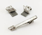 1960-70s STAG Cufflink & Tie Clip Set Large Modernist Mad Men Era Silver Tone Metal Wrap-a-round Cufflinks and Tie Clip Set Natural in box