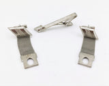 1960-70s STAG Cufflink & Tie Clip Set Large Modernist Mad Men Era Silver Tone Metal Wrap-a-round Cufflinks and Tie Clip Set Natural in box