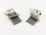 1960-70s STAG Cufflink & Tie Clip Set Large Modernist Mad Men Era Silver Tone Metal Wrap-a-round Cufflinks and Tie Clip Set Natural in box
