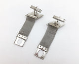 1960-70s STAG Cufflink & Tie Clip Set Large Modernist Mad Men Era Silver Tone Metal Wrap-a-round Cufflinks and Tie Clip Set Natural in box