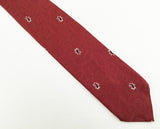 1950s-60s Skinny Red Paisley Tie Mad Men Era Mid Century Rust Red Paisley Narrow Men's Vintage Necktie