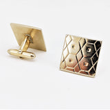 1950s-60s SWANK Cufflinks Large Mid Century Modern Mad Men Era Modernist Square Gold Tone Metal Men's Vintage Cufflink Set by SWANK