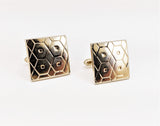 1950s-60s SWANK Cufflinks Large Mid Century Modern Mad Men Era Modernist Square Gold Tone Metal Men's Vintage Cufflink Set by SWANK