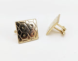 1950s-60s SWANK Cufflinks Large Mid Century Modern Mad Men Era Modernist Square Gold Tone Metal Men's Vintage Cufflink Set by SWANK