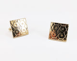 1950s-60s SWANK Cufflinks Large Mid Century Modern Mad Men Era Modernist Square Gold Tone Metal Men's Vintage Cufflink Set by SWANK