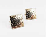 1950s-60s SWANK Cufflinks Large Mid Century Modern Mad Men Era Modernist Square Gold Tone Metal Men's Vintage Cufflink Set by SWANK