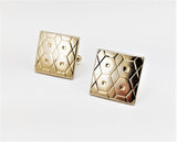 1950s-60s SWANK Cufflinks Large Mid Century Modern Mad Men Era Modernist Square Gold Tone Metal Men's Vintage Cufflink Set by SWANK