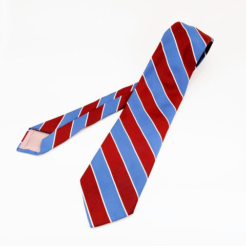 1970s Disco Era Wide Men's Necktie Vintage Red, White & Blue All Polyester Woven Striped Tie by Pulitzer for Woody's