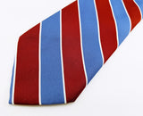 1970s Disco Era Wide Men's Necktie Vintage Red, White & Blue All Polyester Woven Striped Tie by Pulitzer for Woody's