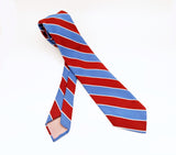 1970s Disco Era Wide Men's Necktie Vintage Red, White & Blue All Polyester Woven Striped Tie by Pulitzer for Woody's