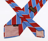 1970s Disco Era Wide Men's Necktie Vintage Red, White & Blue All Polyester Woven Striped Tie by Pulitzer for Woody's