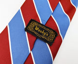 1970s Disco Era Wide Men's Necktie Vintage Red, White & Blue All Polyester Woven Striped Tie by Pulitzer for Woody's