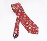 1970s Wide Red Floral Disco Era Tie Men's Vintage All Polyester Necktie with Woven Abstract Designs by Bond's