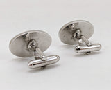 1960s ANSON Deer Cufflink Set Silver Tone Metal & Brown Enamel Mad Men Mid Century Men's Vintage Cufflinks with Stag designs by Anson