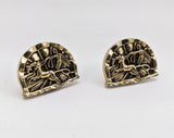 1950s SWANK Chariot Cufflinks Men's Vintage Large Antiqued Gold Tone Metal Mid Century Cufflink Set with Egyptian Designs by SWANK
