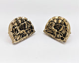 1950s SWANK Chariot Cufflinks Men's Vintage Large Antiqued Gold Tone Metal Mid Century Cufflink Set with Egyptian Designs by SWANK