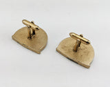 1950s SWANK Chariot Cufflinks Men's Vintage Large Antiqued Gold Tone Metal Mid Century Cufflink Set with Egyptian Designs by SWANK