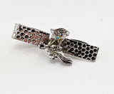 1960s Cowboy Boot Tie Clip Men's Vintage Silver Tone Metal Tie Clasp with Cowboy Boot and Turquoise Stone
