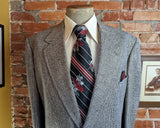 1970s Vintage TWEED Men's Suit Jacket Black, Gray & White Wool Blend Blazer / Sport Coat by Society Park for Michael's - Size 50 (XL)