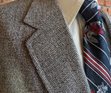 1970s Vintage TWEED Men's Suit Jacket Black, Gray & White Wool Blend Blazer / Sport Coat by Society Park for Michael's - Size 50 (XL)