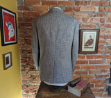 1970s Vintage TWEED Men's Suit Jacket Black, Gray & White Wool Blend Blazer / Sport Coat by Society Park for Michael's - Size 50 (XL)