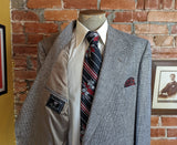 1970s Vintage TWEED Men's Suit Jacket Black, Gray & White Wool Blend Blazer / Sport Coat by Society Park for Michael's - Size 50 (XL)