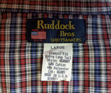 1980s Vintage Plaid Western Shirt Men's Cowboy Style Long Sleeve Pearl Snap Shirt Made in U.S.A. by Ruddock Bros. Shirtmakers - Size LARGE