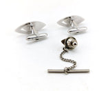1960s SWANK Modernist Cufflinks & Tie Pin / Tie Tack Set Silver Tone Metal Men's Vintage Cufflink Set by SWANK