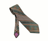 1970s WIDE Disco Era Tie Men's Vintage Brown & Green Polyester Disco Era JCPenney Necktie