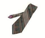 1970s WIDE Disco Era Tie Men's Vintage Brown & Green Polyester Disco Era JCPenney Necktie