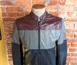 1980s BERMAN'S Tri-Color Leather Café Racer Jacket Men's Vintage Burgundy, Gray & Black Members Only Style Leather Jacket - Size 38 (MEDIUM)