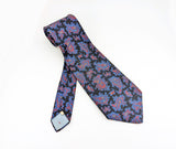 1970s Wide Black Silk Paisley Tie Men's Vintage 100% Silk Necktie with Red & Blue Paisley Designs from Woolf Brothers Briar Shop