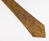 1980s Men's Abstract Skinny Tie Vintage Narrow Gold & Black Woven 80s necktie by POLICY with Retro Deco Abstract Designs
