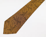 1980s Men's Abstract Skinny Tie Vintage Narrow Gold & Black Woven 80s necktie by POLICY with Retro Deco Abstract Designs