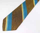 1960s Mod Striped Tie Men's Vintage Mad Men Era Brown , Gold & Blue Striped Acetate Necktie LaBella Collection