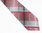 1970s Wembley Plaid Tie Men's Vintage Disco Era Knit Polyester Necktie with Red, Black, White & Gray Plaid Pattern by Wembley