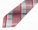 1970s Wembley Plaid Tie Men's Vintage Disco Era Knit Polyester Necktie with Red, Black, White & Gray Plaid Pattern by Wembley