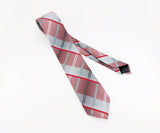 1970s Wembley Plaid Tie Men's Vintage Disco Era Knit Polyester Necktie with Red, Black, White & Gray Plaid Pattern by Wembley