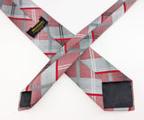 1970s Wembley Plaid Tie Men's Vintage Disco Era Knit Polyester Necktie with Red, Black, White & Gray Plaid Pattern by Wembley