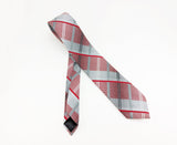 1970s Wembley Plaid Tie Men's Vintage Disco Era Knit Polyester Necktie with Red, Black, White & Gray Plaid Pattern by Wembley