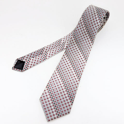 1970s ESQUIRE Tie Men's Vintage Disco Era Silver, Red, Black & White Striped Polyester Necktie by Esquire Cravats