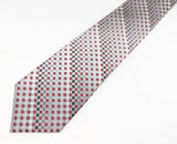 1970s ESQUIRE Tie Men's Vintage Disco Era Silver, Red, Black & White Striped Polyester Necktie by Esquire Cravats